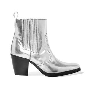 Ganni Callie Metallic Silver Western boot Size 38